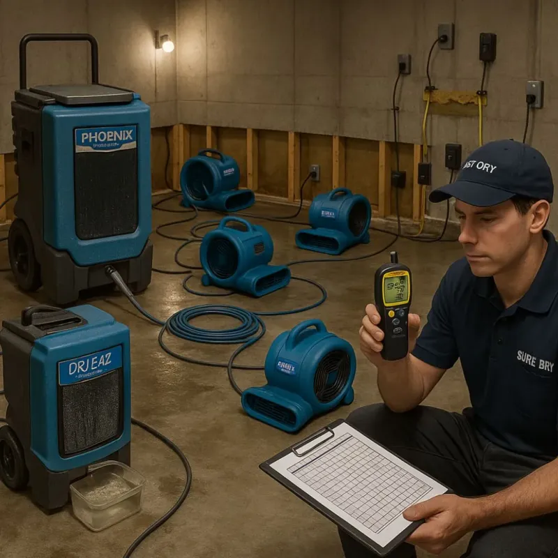 Structural Drying and Dehumidification process in Kirbyville, TX
